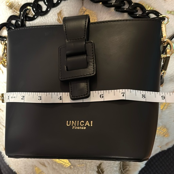 Handbag Leather By UNICA! FIRENZE Size: Small/black Vera Pelle - Picture 7 of 9